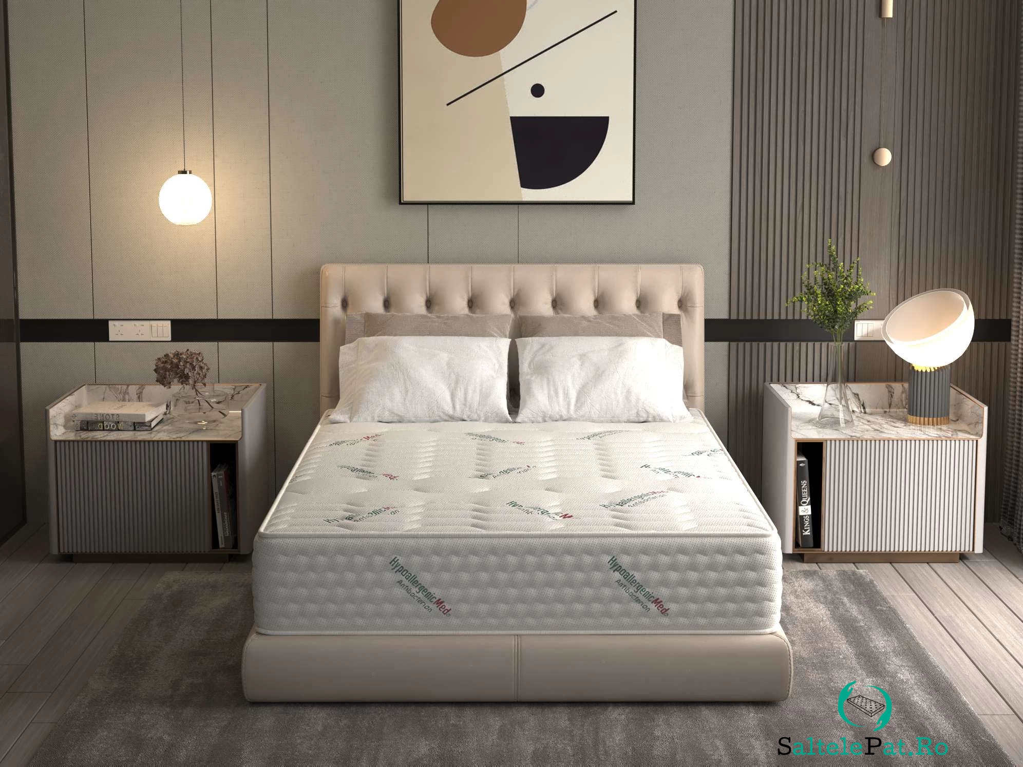Saltea cu arcuri Pocket HypoallergenicMed® Safe Relax HoReCa 90x200, înălțime 25 cm, ortopedică, husă tratament antialergic, fermitate mediu-tare la 837.17 lei ron