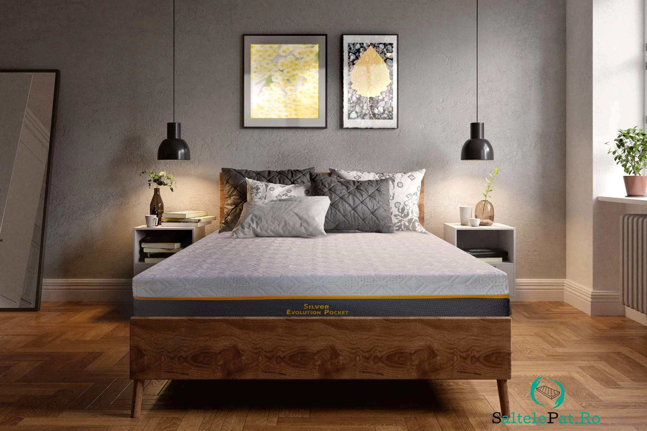 Saltea cu memorie și arcuri individuale Somnexpert Silver Evolution Pocket Spring 140x200, înălțime 24 cm, husă detașabilă, fermitate medie la 1,308.94 lei ron