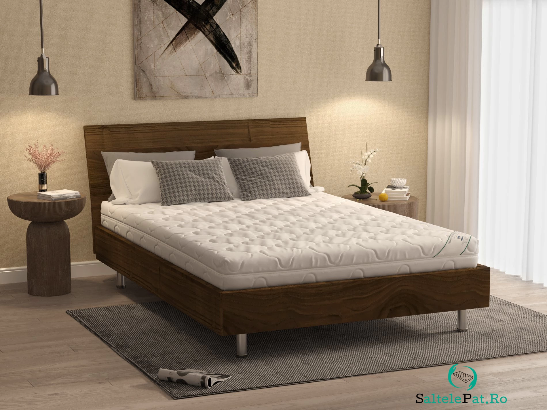 Saltea cu spumă poliuretanică Somnart HypoallergenicMed Bumbac 90x200, înălțime 16 cm, hipoalergenică, husă cu fermoar, rulată, fermitate medie la 589.89 lei ron